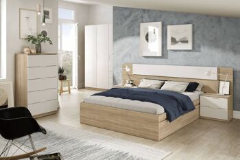 Commode Dmora Mesquite, commode à 5 tiroirs, commode pour chambre à coucher, commode moderne, cm 60x40h110, chêne et blanc 3