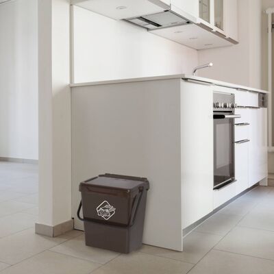 Dmora Cassonetto in polipropilene per raccolta differenziata, Contenitore per rifiuti da 30l, 100% Made in Italy, cm 40x31h39, colore Marrone