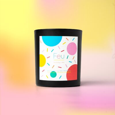 Luxury Natural Soy Wax Candle, Birthday Cake Vanilla Scented Candle, Hand Poured, Crackling Wooden Wick, 30cl