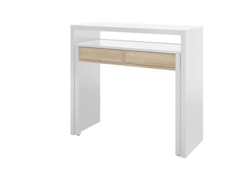 Dmora Billings Console, Bureau avec plateau extensible, Bureau PC avec 2 tiroirs, cm 99x36h88, Blanc et Chêne 4