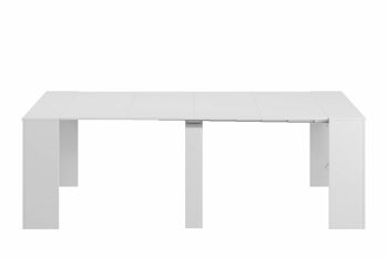 Console Dmora Compton, Table à manger extensible, Table polyvalente avec rallonges jusqu'à 10 places, 51/237x90h78 cm, Blanc brillant 6