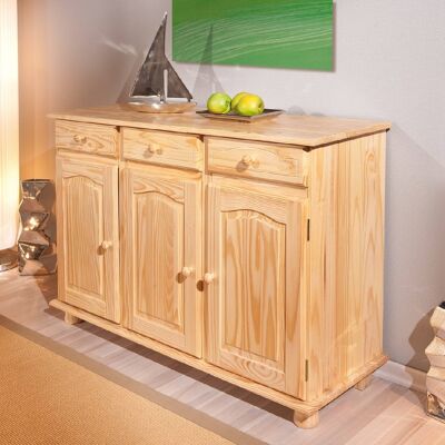 Dmora Credenza a tre ante e tre cassetti, colore marrone, cm 130 x 87 x 43.