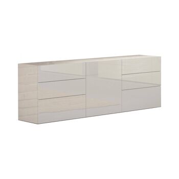 Dmora Buffet moderne avec 1 porte et 6 tiroirs, Made in Italy, Buffet de cuisine, Buffet design de salon, 170x40h35 cm, Blanc brillant 2