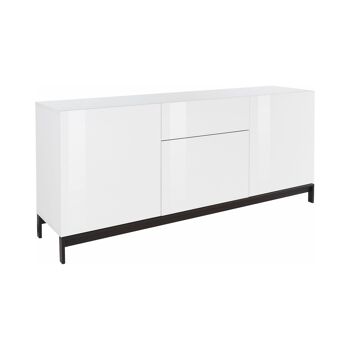 Dmora Buffet moderne avec 3 portes et 1 tiroir, Made in Italy, Buffet de cuisine, Buffet design de salon, cm 170x40h47, Blanc brillant 2