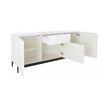 Dmora Buffet moderne avec 3 portes et 1 tiroir, Made in Italy, Buffet de cuisine, Buffet design de salon, cm 170x40h47, Blanc brillant 3