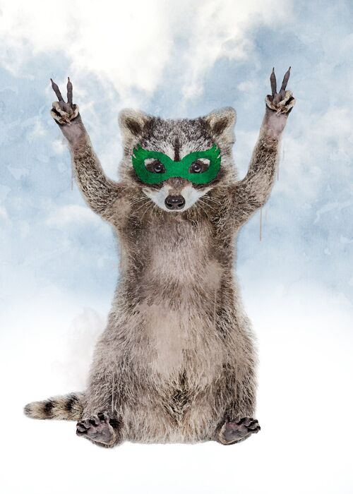 Super Raccoon! Little Heroes Animal Print - 50x70 - Matte