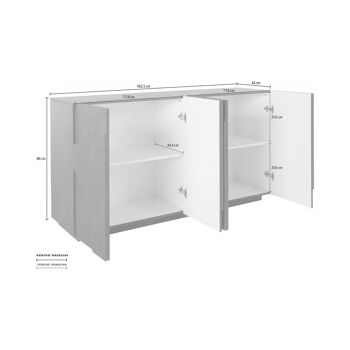 Dmora Buffet moderne à 4 portes, Made in Italy, Buffet de cuisine, Buffet design de salon, cm 162x44h86, Ash Grey 5