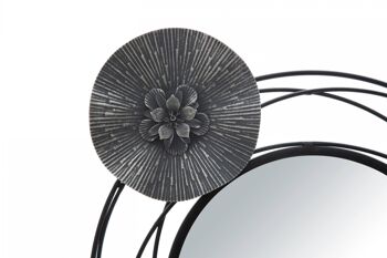 Décoration Murale Dmora, Fer et Miroir, Couleur Noir, Dimensions : 117 x 5,5 x 49 cm 2