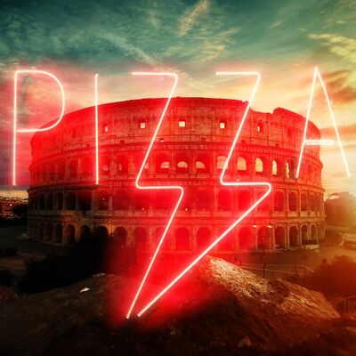 Pizza Sign Rome Neon Print - 50x70 - Matt