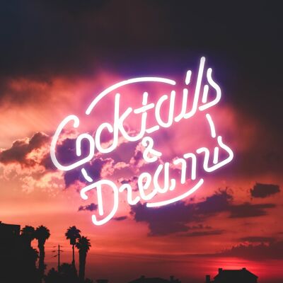 Cocktails And Dreams Stampa al neon al tramonto - 50x70 - Opaco
