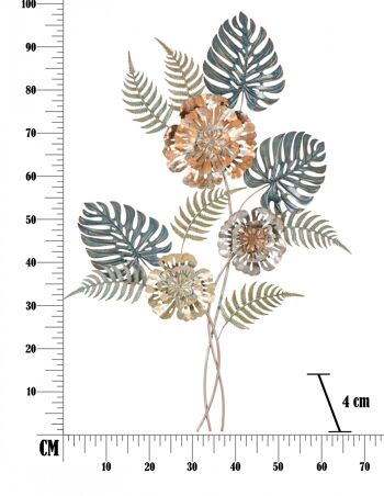 Décoration murale Dmora, Fer, Avec motif floral, Dimensions : 66 x 4 x 98 cm 2