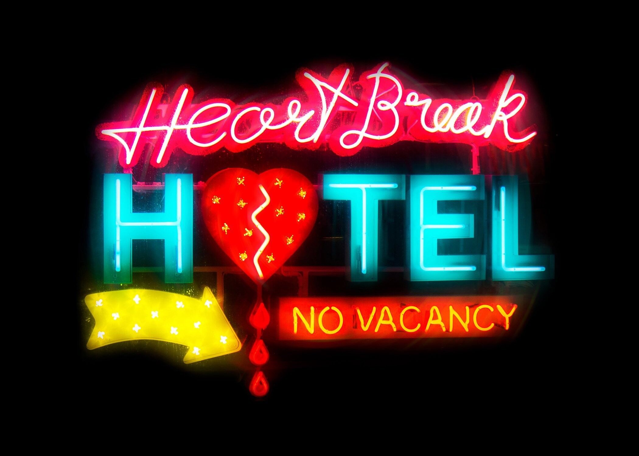 Heartbreak Hotel Sign Impresión de neón - 50 x 70 - Mate