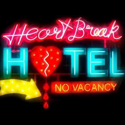 Heartbreak Hotel Sign Neon Print - 50x70 - Mat