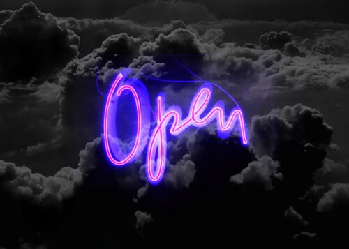 Open Clouds Purple Neon Print - 50x70 - Matte