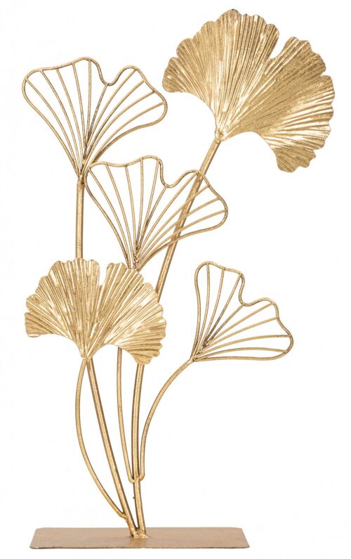 Dmora Decorazione in metallo dorato, con foglie, colore oro, Misure 11,5 x 41,5 x 26 cm