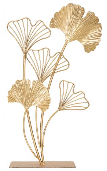 Dmora Décoration en métal doré, avec des feuilles, couleur or, Mesure 11,5 x 41,5 x 26 cm 1