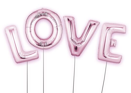 Love Pink Foil Party Balloons Print - 50x70 - Matte