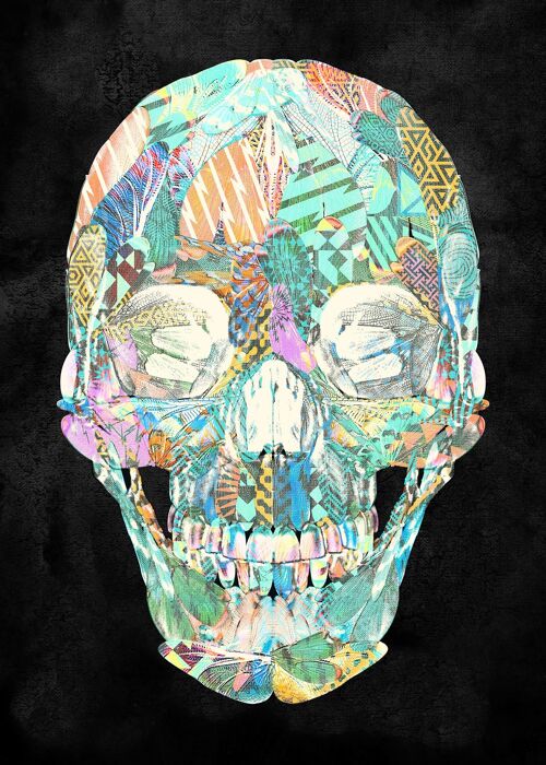 Geometric Pastel Pattern Skull Print - 50x70 - Matte