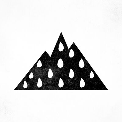 Impresión de gotas de lluvia de silueta de montaña - 50 x 70 - mate