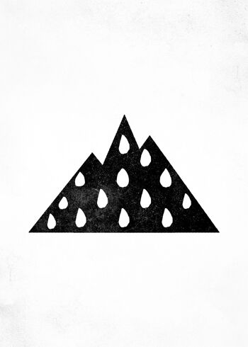 Impression de gouttes de pluie Silhouette de montagne - 50x70 - Mat 1