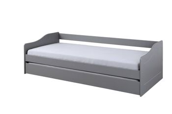 Dmora Canapé-lit avec lit gigogne, en pin teinté gris, 97x208x62 cm 2