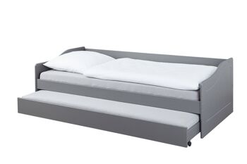Dmora Canapé-lit avec lit gigogne, en pin teinté gris, 97x208x62 cm 3