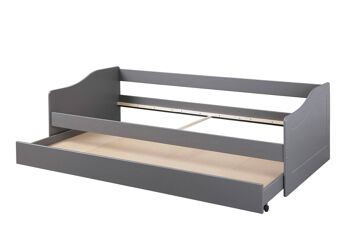 Dmora Canapé-lit avec lit gigogne, en pin teinté gris, 97x208x62 cm 4