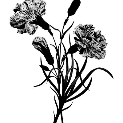 Schwarz-Weiß-Vintage-Blumenstrauß 3 - 50x70 - Matt