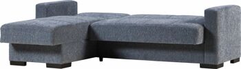 Canapé-lit Dmora Fernando, Canapé-lit d'angle avec péninsule réversible, Canapé de rangement pour le salon avec chaislongue et 2 coussins, Cm 230x150h81, Gris 4