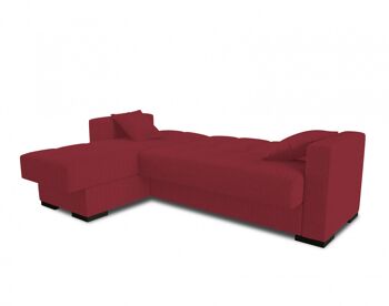 Canapé-lit Dmora Fernando, Canapé-lit d'angle avec péninsule réversible, Canapé de rangement de salon avec chaislongue et 2 coussins, Cm 230x150h81, Rouge 4