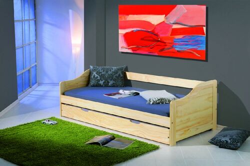 Dmora Divano letto singolo con letto estraibile, colore rovere, cm 97 x 209 x 66