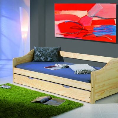 Dmora Divano letto singolo con letto estraibile, colore rovere, cm 97 x 209 x 66