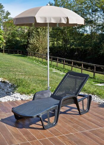 Chaise longue Dmora Milano, Chaise longue de jardin réglable avec accoudoirs, Chaise longue d'extérieur, 100% Made in Italy, Cm 192x71h100, Anthracite 1