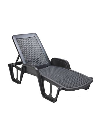 Chaise longue Dmora Milano, Chaise longue de jardin réglable avec accoudoirs, Chaise longue d'extérieur, 100% Made in Italy, Cm 192x71h100, Anthracite 2