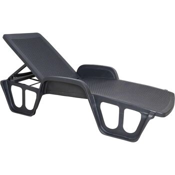 Chaise longue Dmora Milano, Chaise longue de jardin réglable avec accoudoirs, Chaise longue d'extérieur, 100% Made in Italy, Cm 192x71h100, Anthracite 4