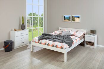 Lit Dmora pour 1 carré et demi, en pin teinté blanc, cm 148x210x70, filet non inclus 1