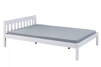 Lit Dmora pour 1 carré et demi, en pin teinté blanc, cm 148x210x70, filet non inclus 2