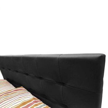 Lit double Dmora Bailen, Cadre de lit en bois et éco-cuir, Made in Italy, adapté au matelas 160x190 cm, Noir 3