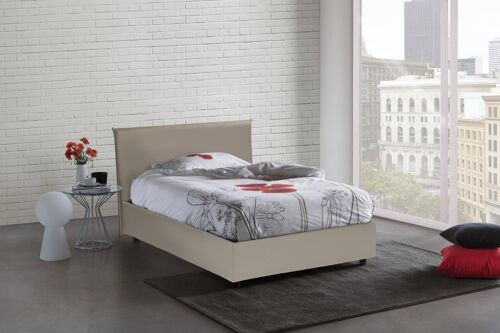 Compra Dmora Letto matrimoniale Berta, Letto contenitore con rivestimento  in ecopelle, Made in Italy, Apertura frontale, adatto per materasso cm  160x190, Tortora all'ingrosso