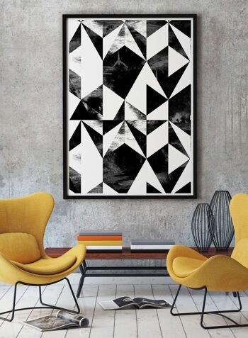 Imprimé Triangles Géométriques Noir et Blanc - 50x70 - Mat 2