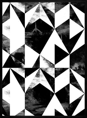 Imprimé Triangles Géométriques Noir et Blanc - 50x70 - Mat 3