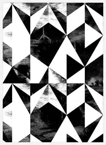 Imprimé Triangles Géométriques Noir et Blanc - 50x70 - Mat 4