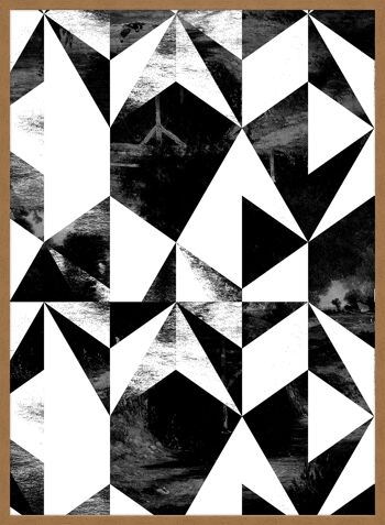 Imprimé Triangles Géométriques Noir et Blanc - 50x70 - Mat 5