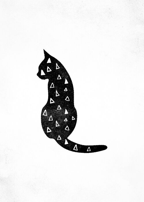 Cat Silhouette Triangles Print - 50x70 - Matte