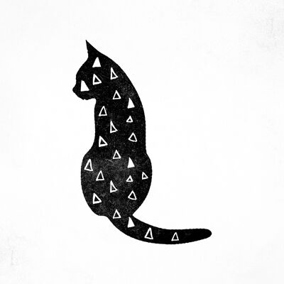 Cat Silhouette Triangles Print - 50x70 - Matte