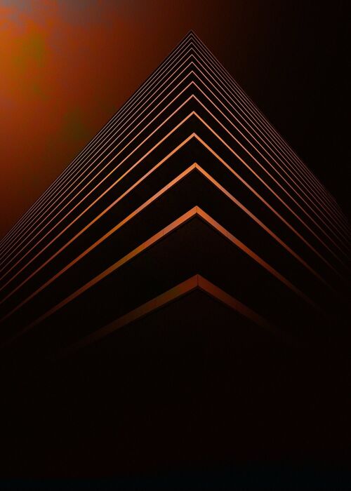 Orange Pyramid Geometric Print - 50x70 - Matte