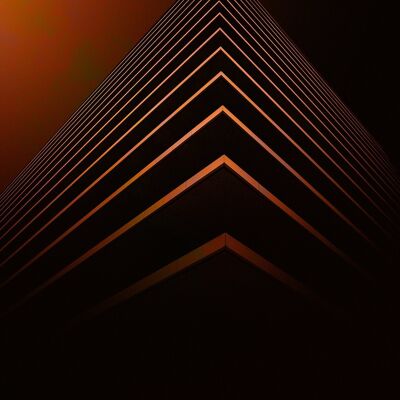 Imprimé Géométrique Pyramide Orange - 50x70 - Mat