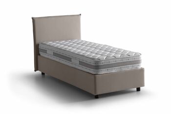 Dmora lit simple Bruna, lit conteneur avec revêtement en tissu, Made in Italy, ouverture frontale, adapté au matelas cm 80x190, gris tourterelle 3