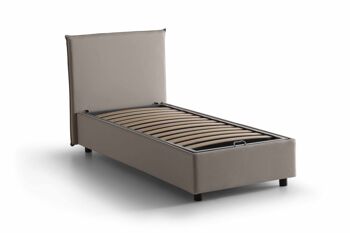 Dmora lit simple Bruna, lit conteneur avec revêtement en tissu, Made in Italy, ouverture frontale, adapté au matelas cm 80x190, gris tourterelle 4