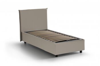 Lit simple Dmora Brunilde, Lit conteneur avec revêtement en éco-cuir, Fabriqué en Italie, Ouverture latérale, adapté au matelas 80x190 cm, Gris tourterelle 3